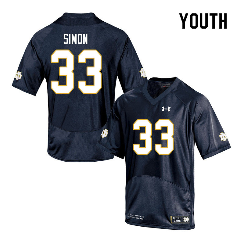 Youth NCAA Notre Dame Fighting Irish #33 Shayne Simon Stitched College Under Armour Authentic Navy Football Jersey HN10X48CD